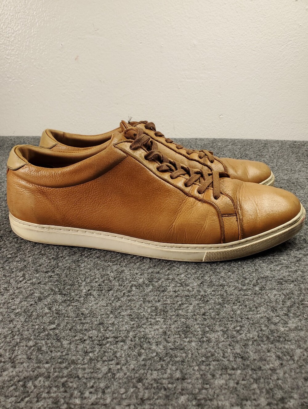Allen Edmonds Courtside Sneakers Size 13 Leather Lace Up Low Top Tan Light Brown